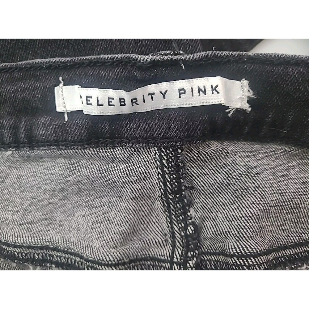 Celebrity Pink Women's Distressed Black Jeans 19/34 Raw Hem - Picture 3 of 12